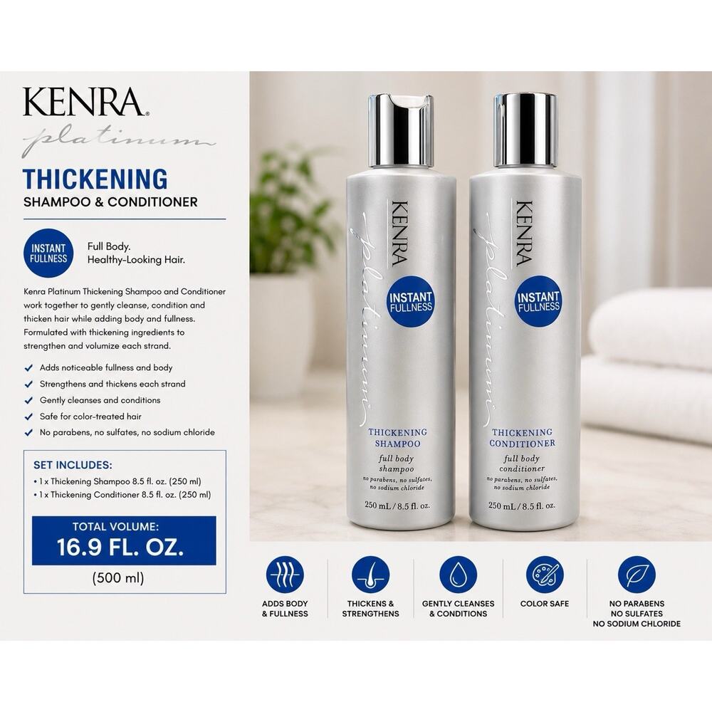 Kenra Platinum Thickening Shampoo & Conditioner Duo 8.5 Fl Oz Each Set